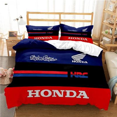 HRC-HONDA Motorfiets logo Dekbedovertrek Dekbed Beddengoed sets Zachte Dekbedhoes en Kussenslopen voor Tieners Enkel/Dubbel/Queen/King