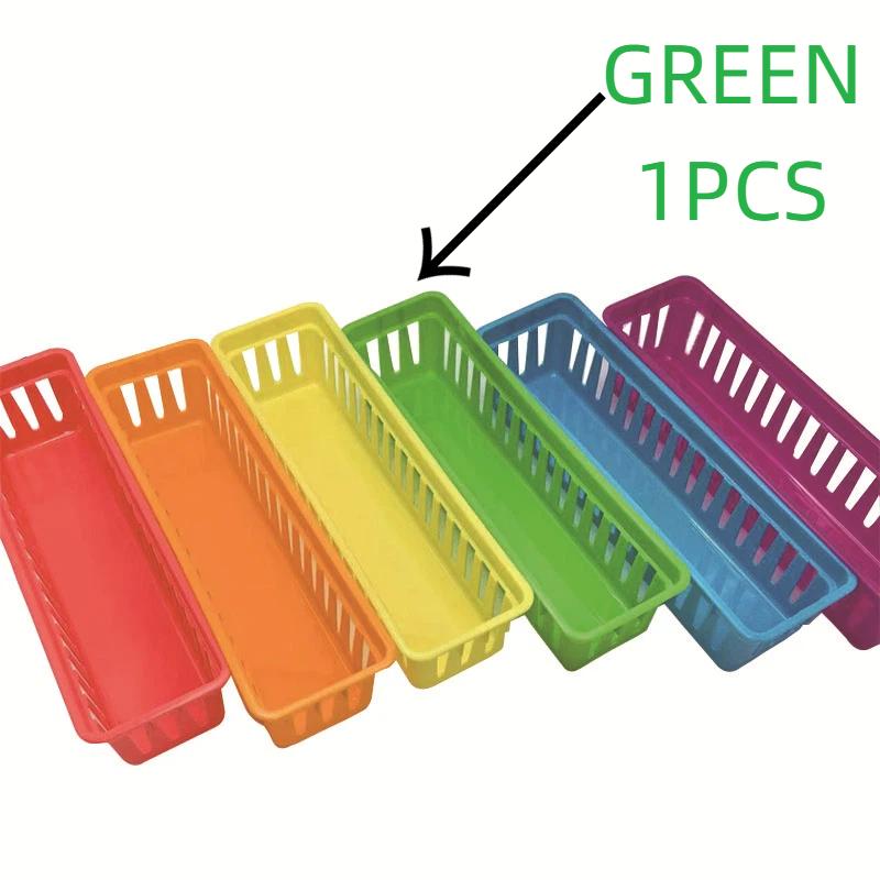 Stackable Storage Tray Colorful Plastic Pencil Basket Classroom Organizer For Pencils Crayons Small Stationery Desk Organization