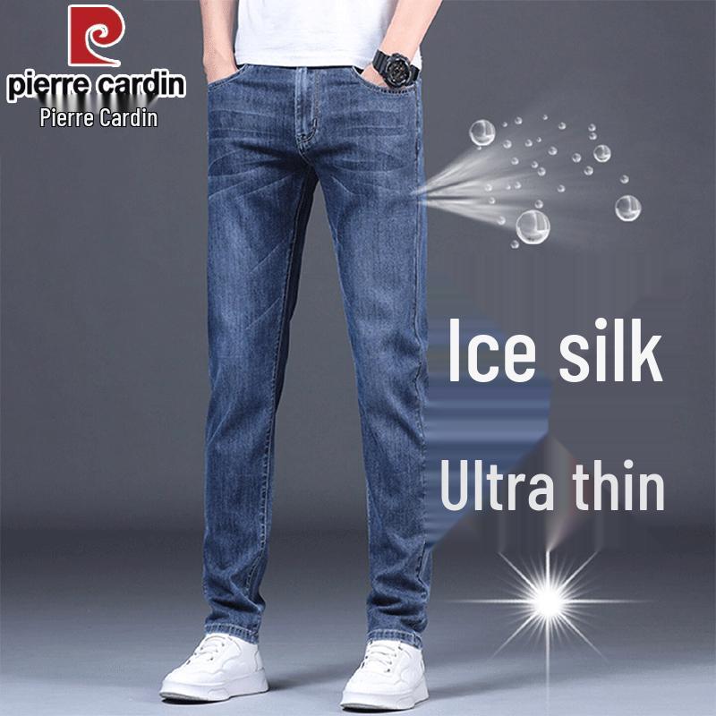 Pierre Cardin Men s Summer Ice Silk Straight Fit Stretch Jeans 30