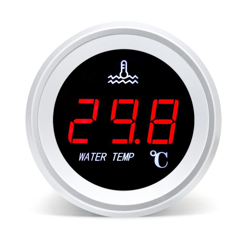 Universal Car Digital 52mm Water Temperature Gauge LED Display Meter 9-36V with Temperature Sensor Alarm Function Water Temp