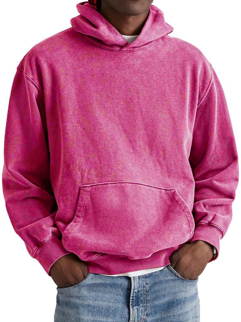 2025 Men's Retro Washed Cotton Hooded Pullover for Autumn/Winter