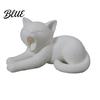 Versatile Home Decor 3D Printed Cat Ornament Realistic Plush Texture Figurines Black Decorative Statue White Cute Healing Sculpture for Desk