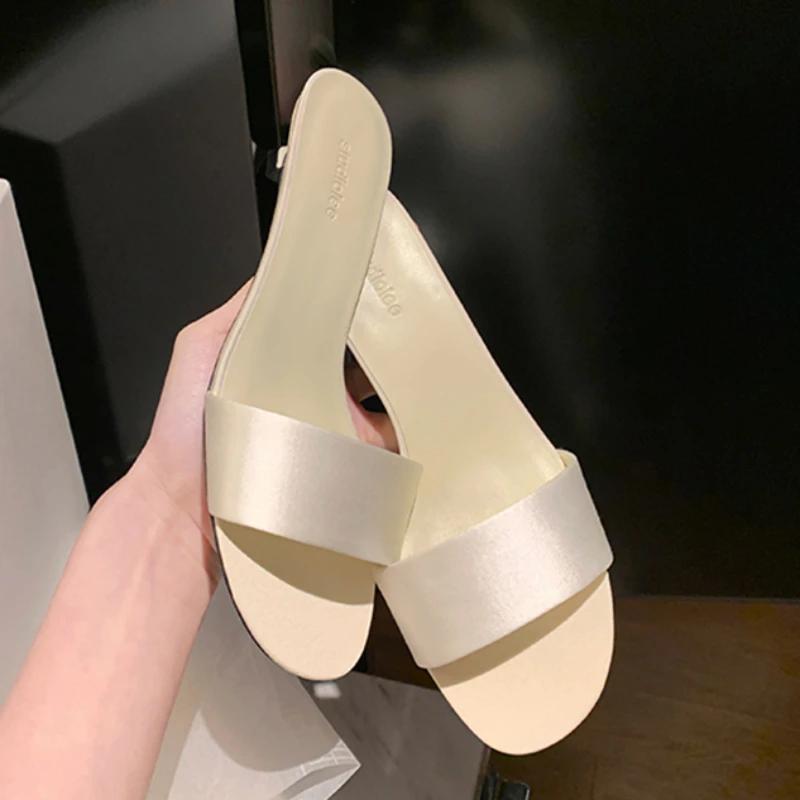 Damenschuhe im Angebot Mode Sommer Damen Hausschuhe Outdoor Solide Offene Zehenpartie Mittlerer Absatz Kleid Pendeln Büro Arbeits Hausschuhe