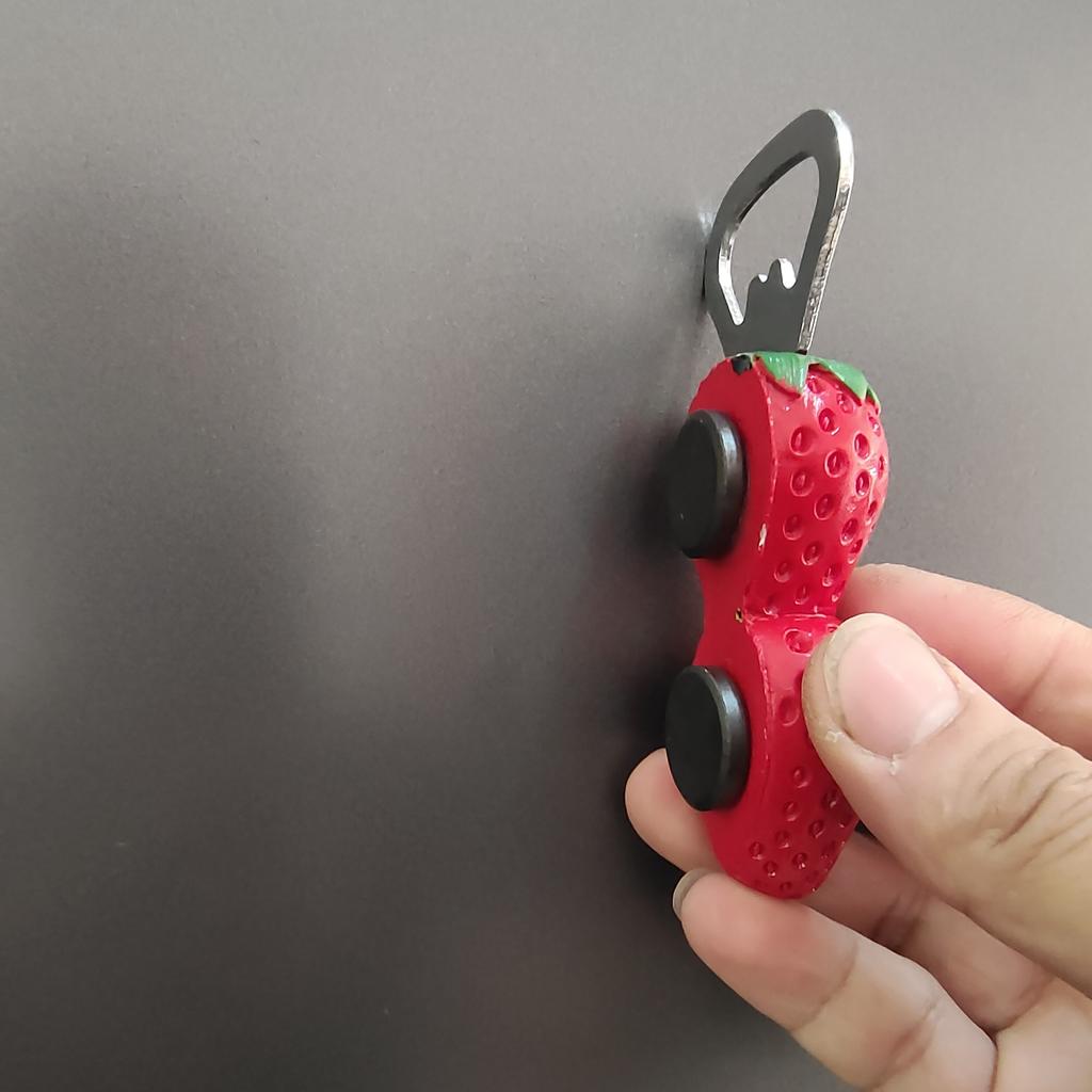 2pcs Cute 3D Magnetic Beer Bottle Openers , Strawberry , Cheese Designs for Refrigerator Decor, PVC Material