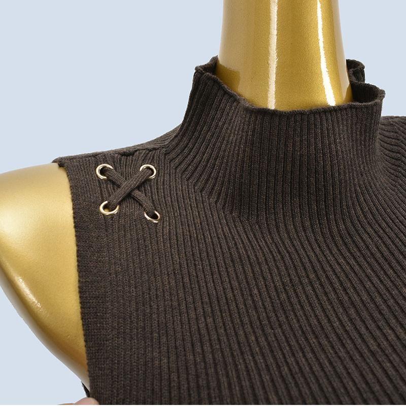 Foreign Trade Original Order Half Turtleneck Wool Blend Thread Knitted Vest Silm High Stretch Yarn Sleeveless Spring and Autumn Outwear Vest