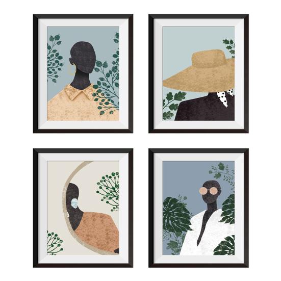 

4Pcs/Set Abstract Figure Fake Frame Wall Art Painting Decals Sticker Home Decor