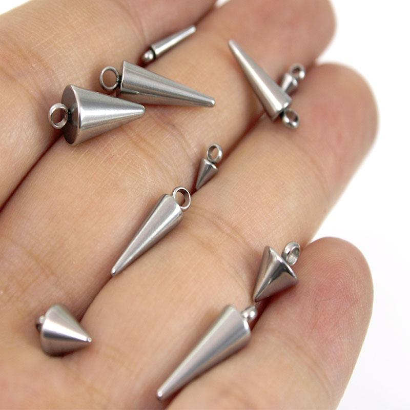 20Pcs/Lot Stainless Steel Metal Circular Cone Charms Pendants Necklace Earrings Accessories for DIY Jewelry Making Suppliers