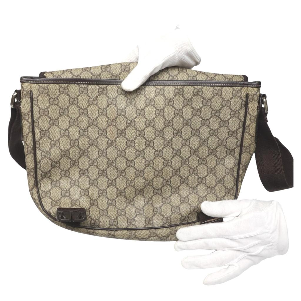 GUCCI GG plus GG Supreme Shoulder Bag GG Supreme Canvas Brown 201732 002122 Used