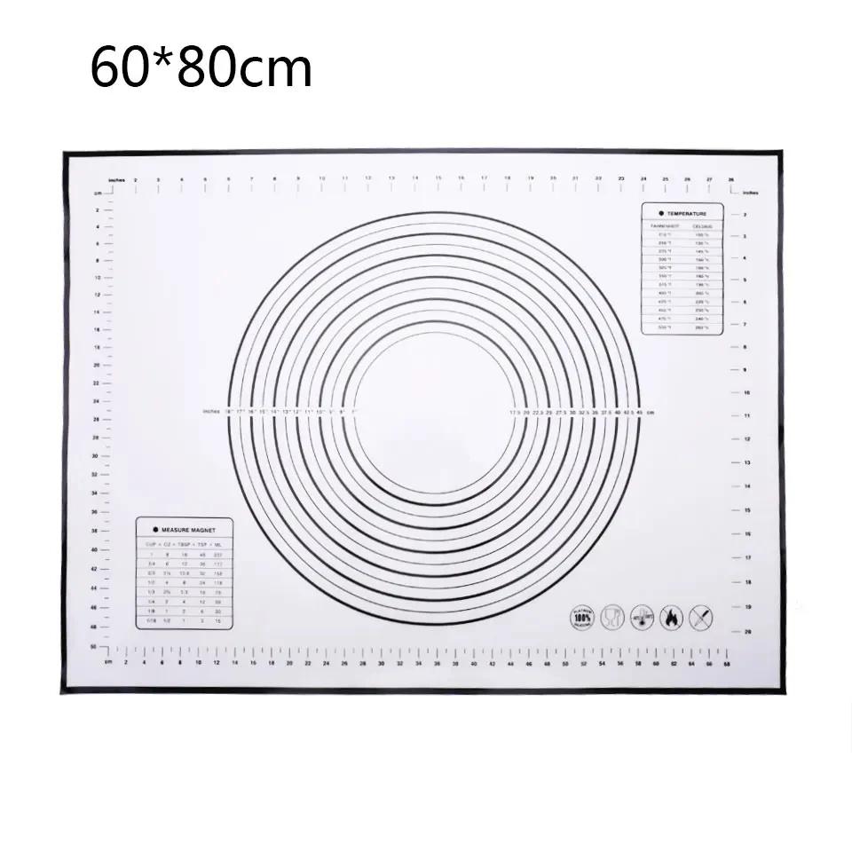 Various Size Silicone Kneading Pad Non-Stick Surface Rolling Dough Mat with Scale Kitchen Cooking Pastry Sheet Oven Liner Bakeware
