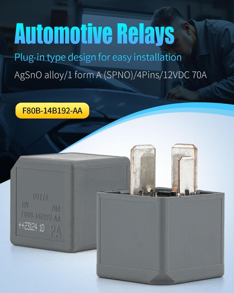 F80B-14B192-AA 12VDC 70A 4 Pin Automotive Power Relay for V23136-J4-X89 DH22-14B192-EA V23136-J4-X62 5M5T-14B192-EA V23136-J4-X66 0