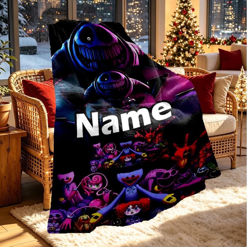 Custom Name Personalized Poppy Playtime Print Blanket, Home Decor, Bedroom, Sofa, Camping, Couch, Gifts for Birthday Christmas