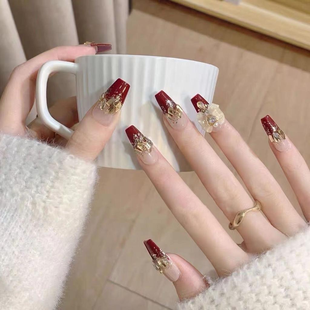 Pure Handmade Phototherapy Nail Art Masterpiece for Main Wear Nails Finished Cat Eye Nail Art Patch