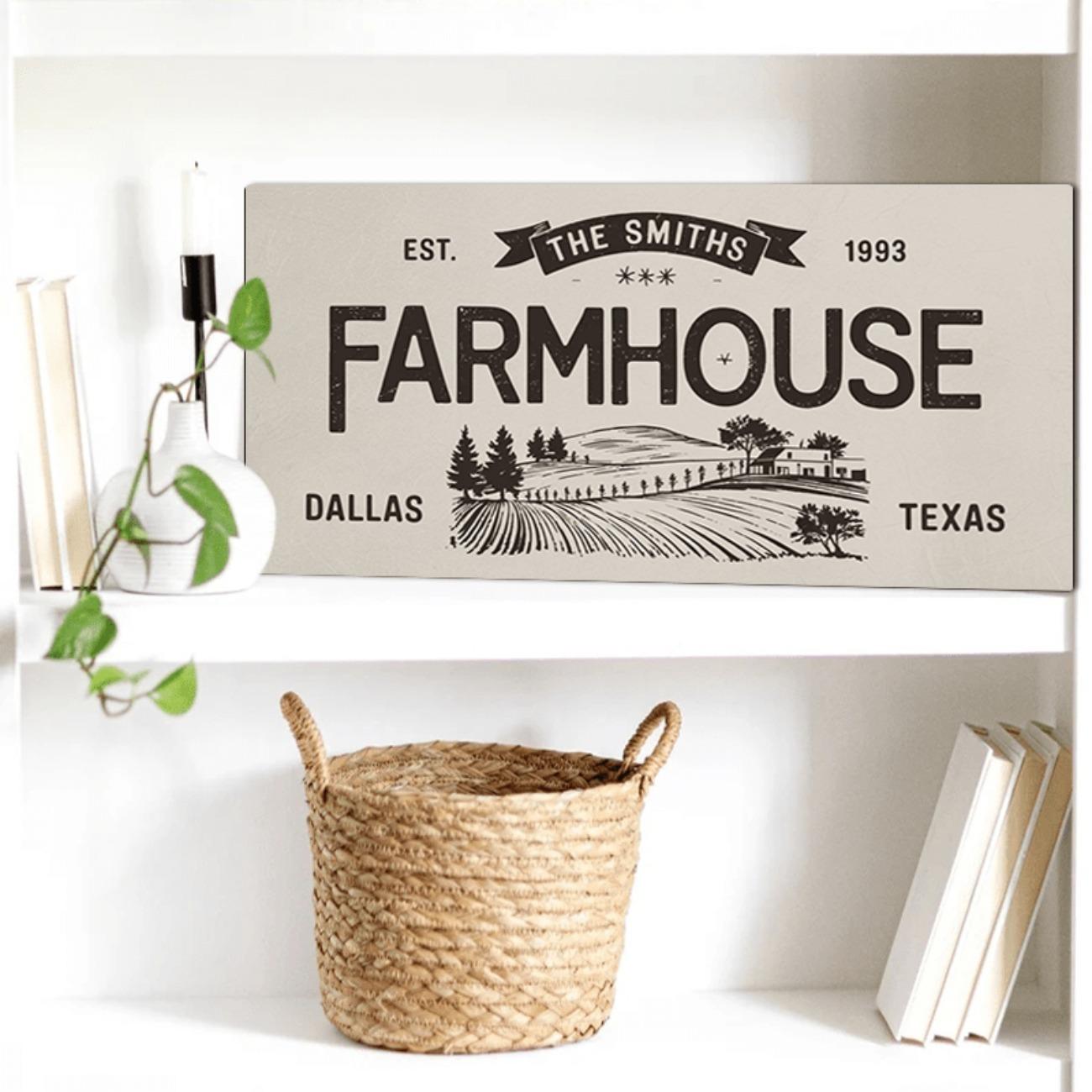 Personalized Metal Sign Custom Last Name Text Farmhouse Wall Decor белый