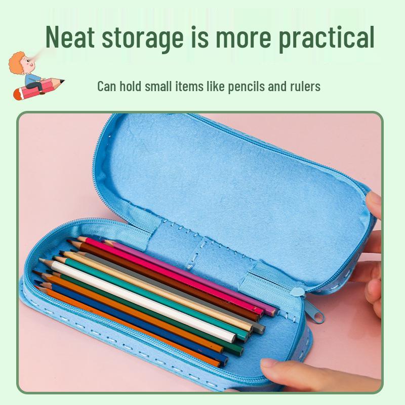 Cartoon Pencil Case for Students and Children: DIY Sewing Kit with Non-Woven Fabric.