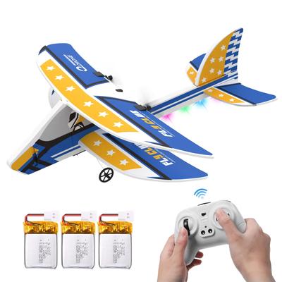 DEERC Glider Jet RC Under 3 LED Flight Impact Certified In Perfect Gift for Kindergarten Entrance Elementary and Junior High School Yellow and Yellow