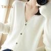 Women Knitting Sweater V-Neck Long Sleeve Button Down Sweater Cardigan Solid Color Loose Fit Crochet Texture Coat