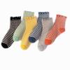 Female Spring and Autumn Vintage Square Checked Fungus Lace Lovely College Wind Tube Cotton Socks
