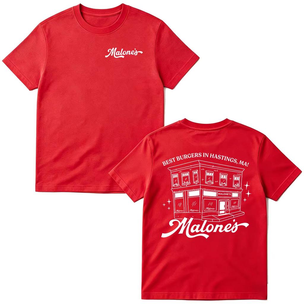 Summer Fashion Trendy Tee Men Women Vintage Top Malone's Bar Off Campus TV Series T-shirts Best Burgers In Hastings MA Briar University