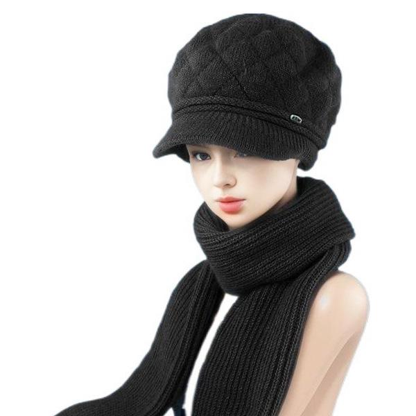 Warm Velvet Wool Beret for Middle-Aged & Elderly - Fashionable, Solid Color, Thick Knitted Winter Hat with Short Brim