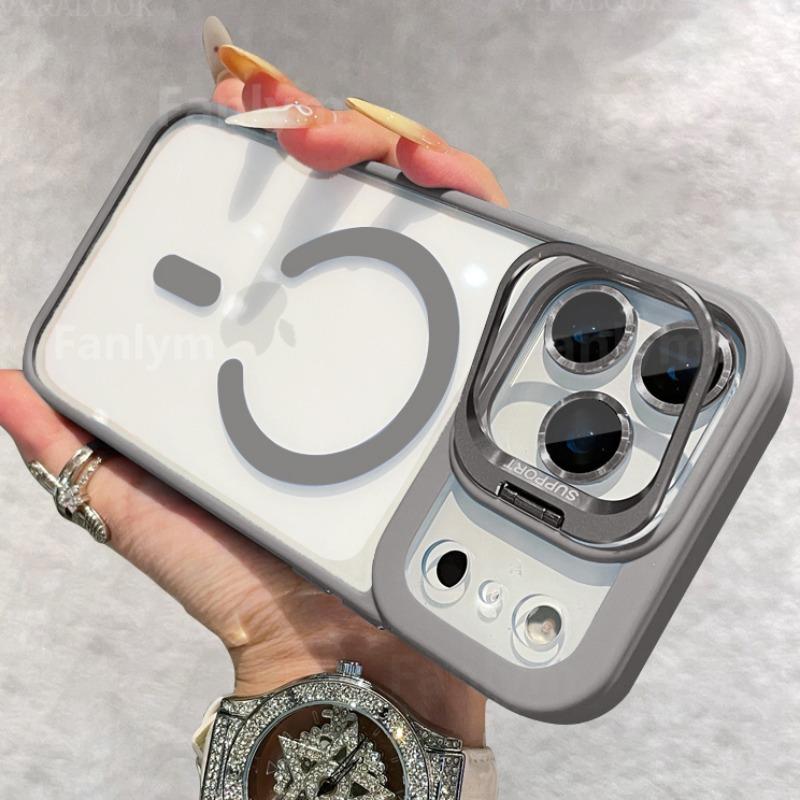 Lens Protection Phone Case For iPhone 17 16 15 14 13 12 11 Pro Max Plus Air For Magsafe Holder Transparent Magnetic Matte Cover