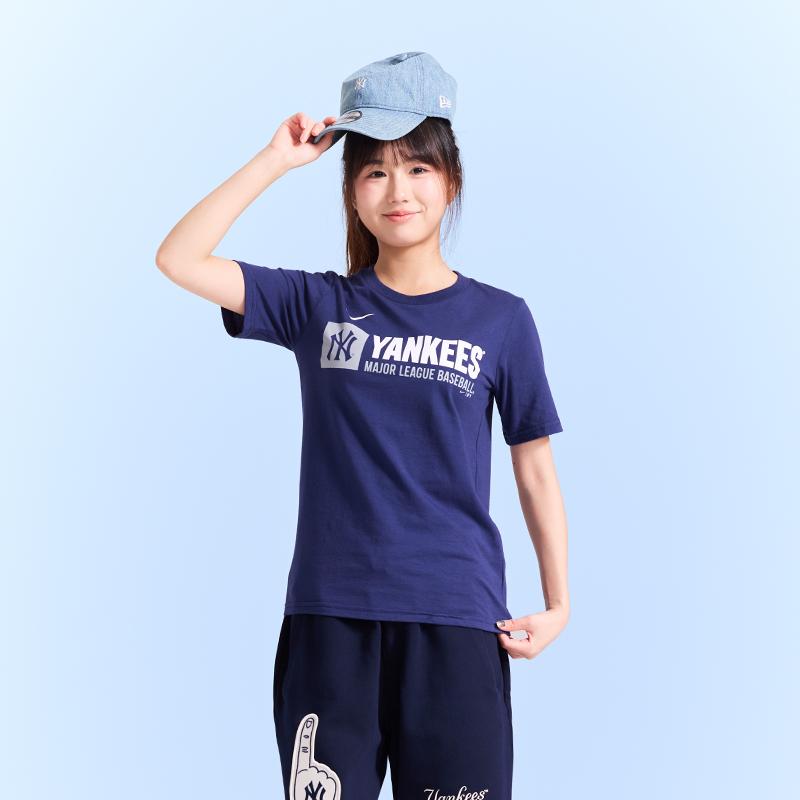 Nike MLB Samarbeids T-skjorte Kort Erm Komfortabel Rund Hals Enkel Barnetopp Marineblå 3Z3B7NMHR-NYY