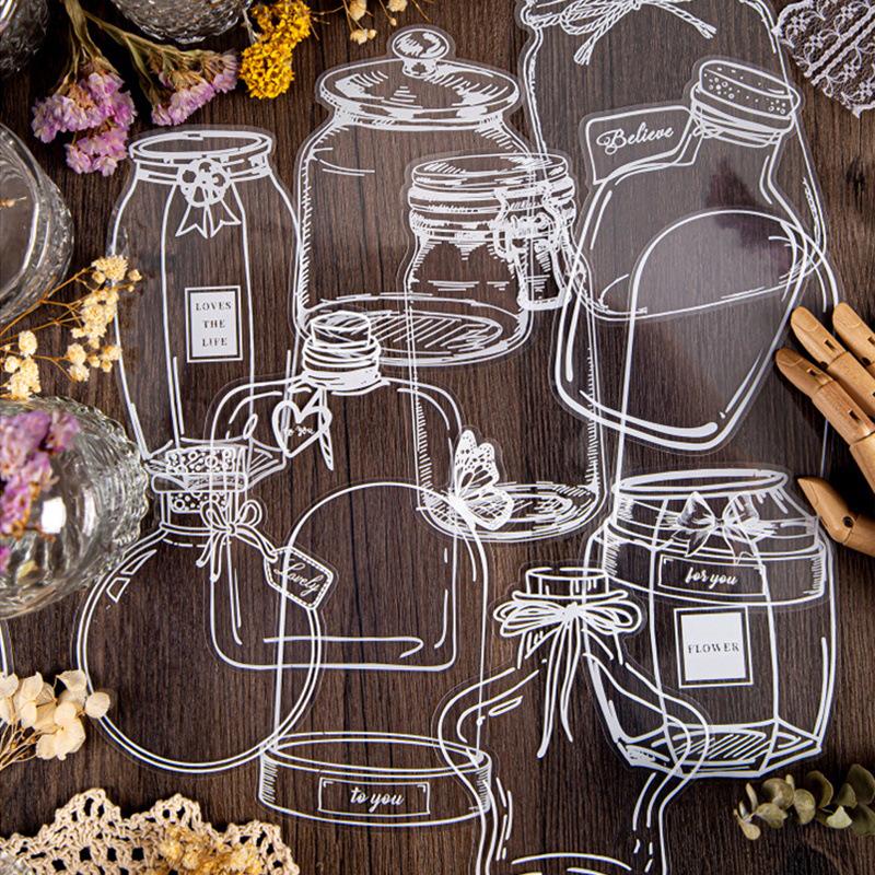 Handmade Transparent Bottle Embossing Film for Spring Plant Specimen Bookmarks