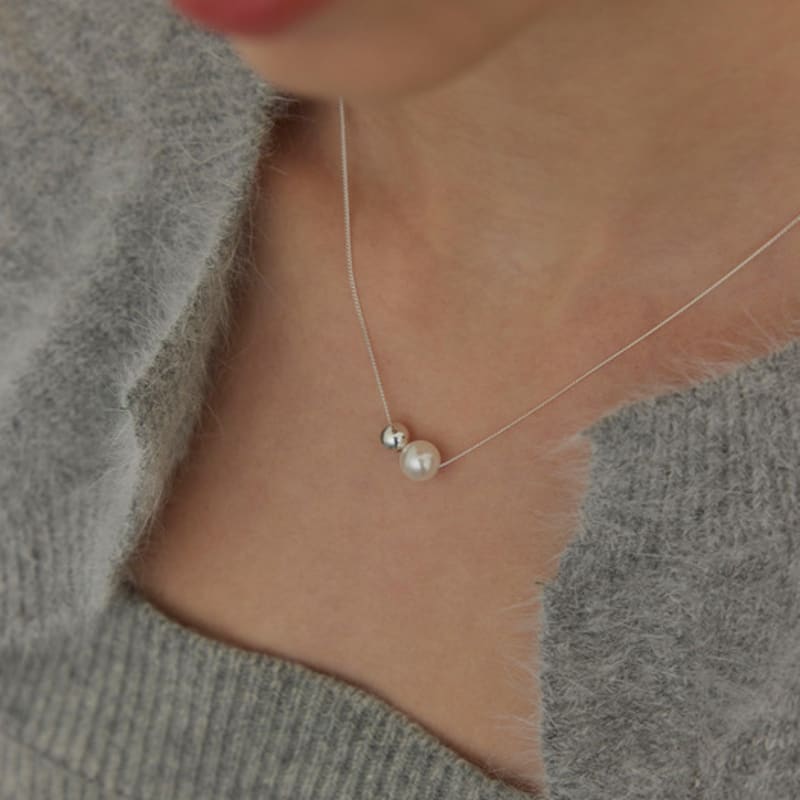 Murmur [925silver]Double Pearl Ball Necklace