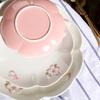 Japanese white embossment plate, steak plate, home dining plate, fruit and pastry plate, cherry blossom ceramic round plate
