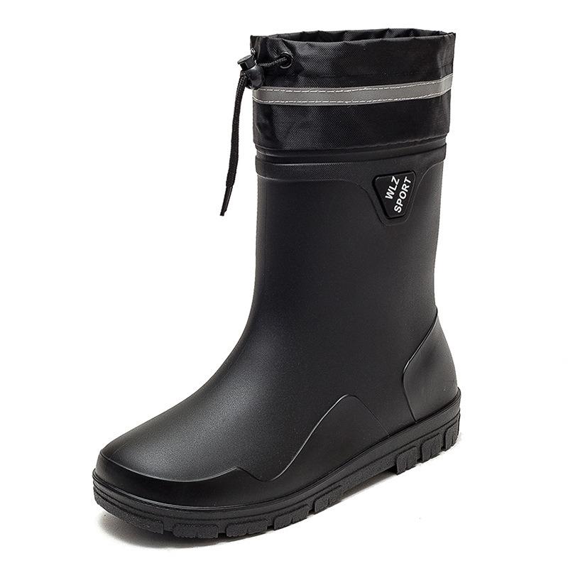 New Thickened Rain Shoes Men's Short Tube Non-slip Waterproof Shoes Wear-resistant Medium Tube Warm Bundle High Tube Rain Boots Rubber Shoes