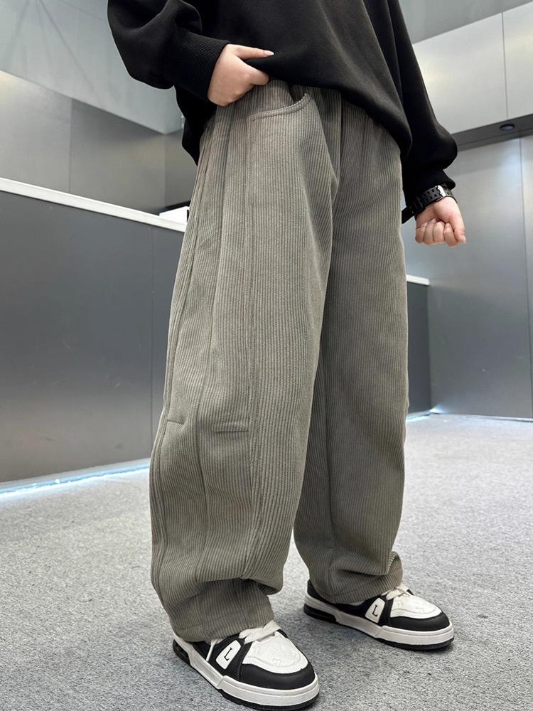 Corduroy Fleece-Lined Pants for Boys - New Autumn/Winter 2025 Style, Straight-Leg, Casual.