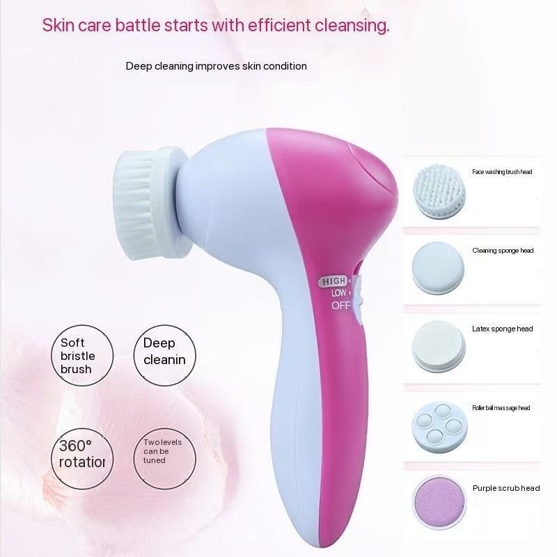 1Pc  Electric 5-in-1 Facial Cleanser Face Brush Multifunctional Rotary Beauty Instrument Pore Cleaner Face Machine