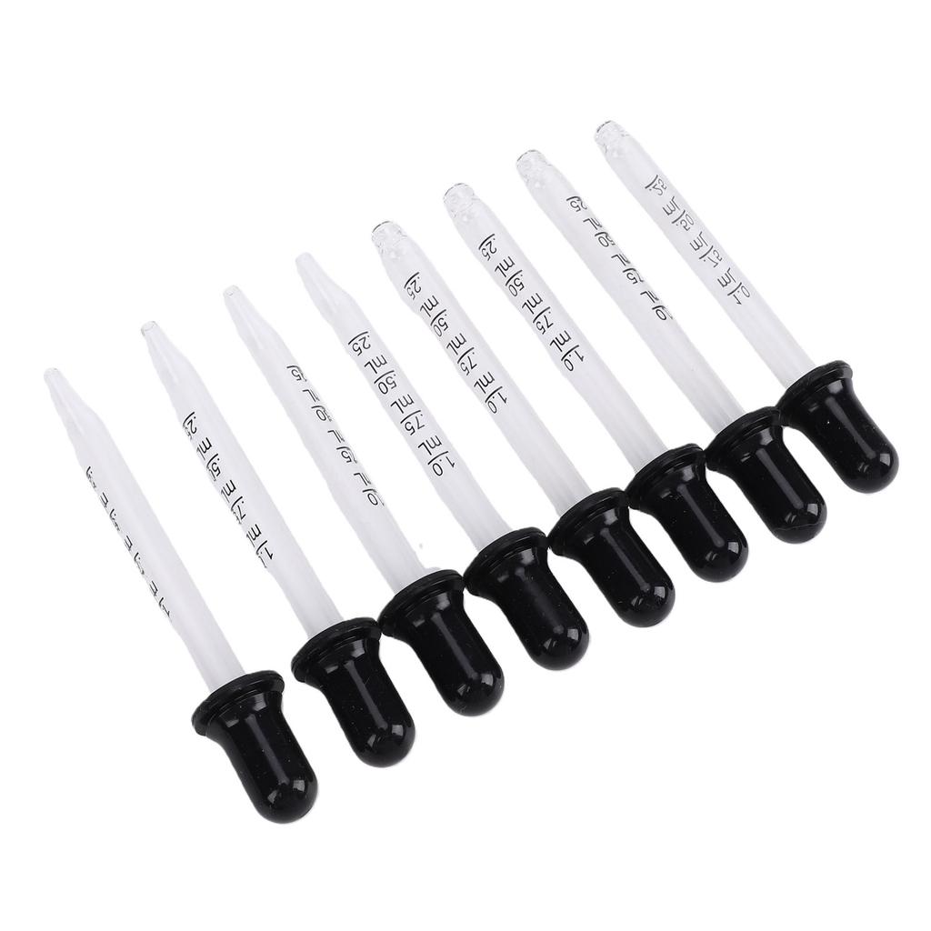 8 Pcs 1ml Glass Pipettes Droppers Eye Droppers with Black Food Grade Silicone Head for Liquid Essential Oil Ear Craft