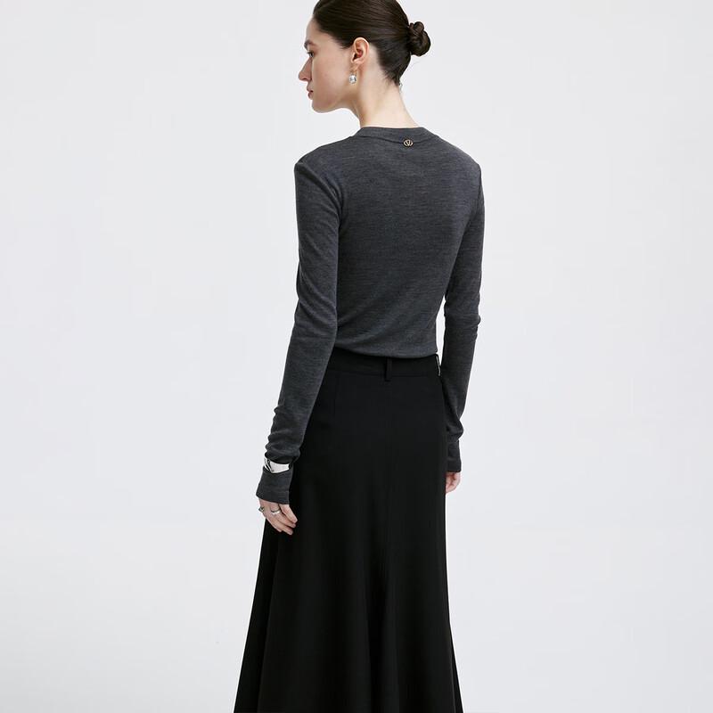 Женский облегающий вязаный топ с круглым вырезом и длинным рукавом GIOVANNI VALENTINO XL