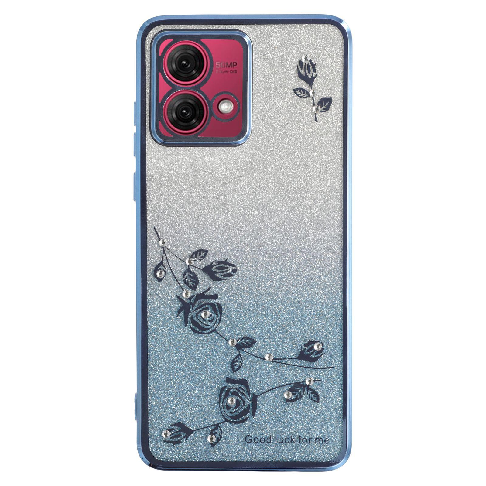 

KADEM For Motorola Moto G84 5G Case Flower TPU Flexible Gradient Phone Cover Blue
