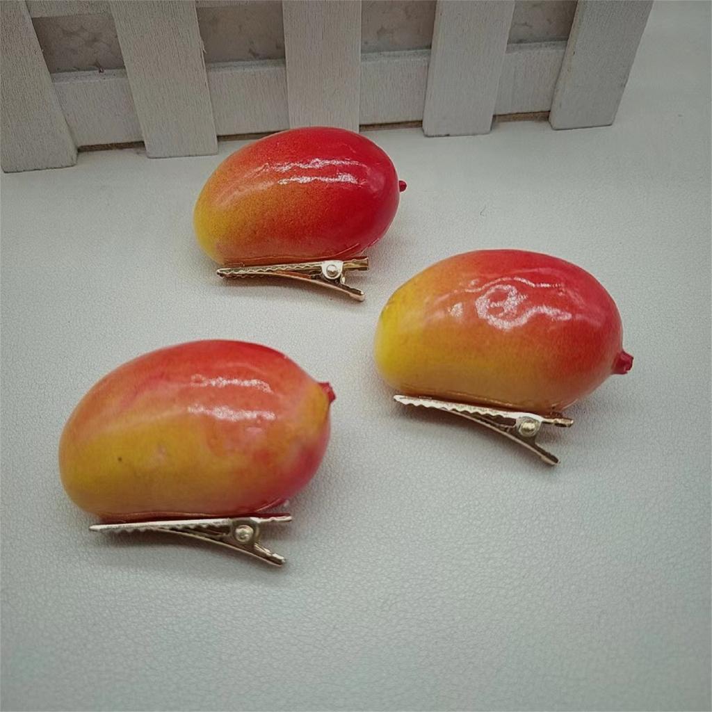 Set of 5 Fashionable Hair Jewelry 3D Mango Hairpins Tropical Fruit Hair Clip Soft Suitable for Daily Wear and Parties