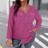 Plus Size V-Neck Zipper Long Sleeve Women's Casual T-shirt - 2025 Spring & Autumn Collection