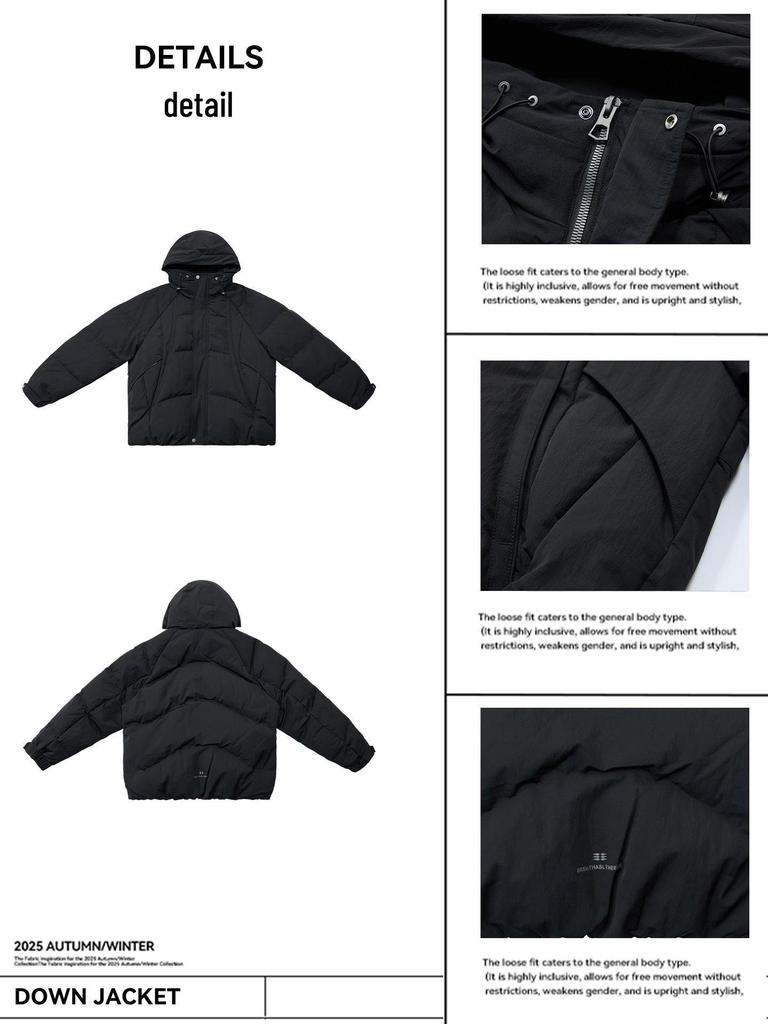 90% Goose Down Boxy Fit Puffer Jacket for Men - High Loft & Thickened Warmth
