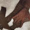 Sexy Diamond Mesh Fishnet Pantyhose Hollow Lace Nylon Tights Stockings Women's Slim Rhinestone Mesh Nylon Stockings Tights