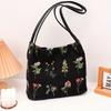 Floral Embroidery Shoulder Bag Vintage Daily Bucket Bag Fashion Handbags For Women