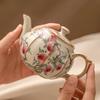 220ml High End Ru Kiln Teapot Japanese Pink Longevity Peach Peach Pot Tea Maker Kettle 1 Pot 2 Cups Kit Tea Ceremony Accessories