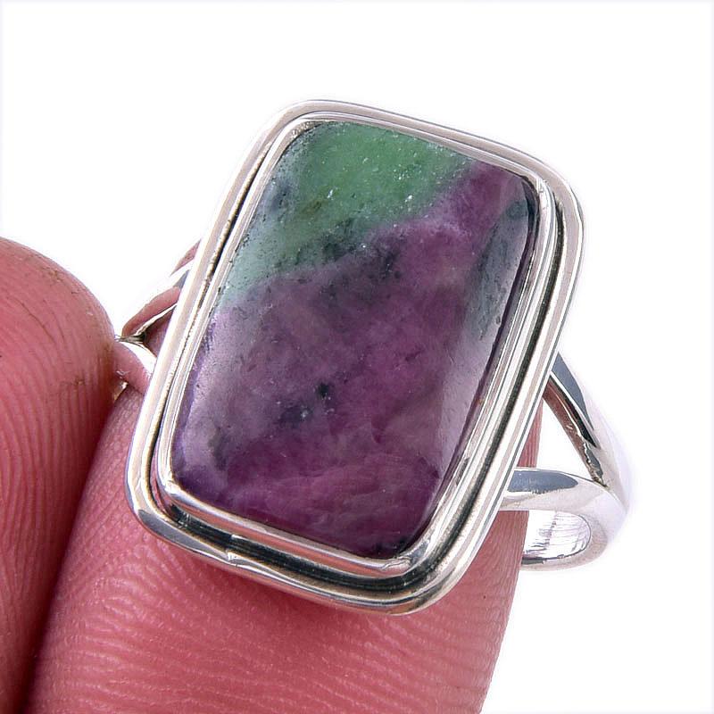 

Ruby In Zoisite Handmade Lab-Created 925 Sterling Silver Jewelry Ring S.9 t9b63