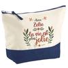 Trousse de maquillage - PLANETEE - Pochette fond bleu «Zélie la vie est plus jolie» - Grand format - Coton - Impression HD France