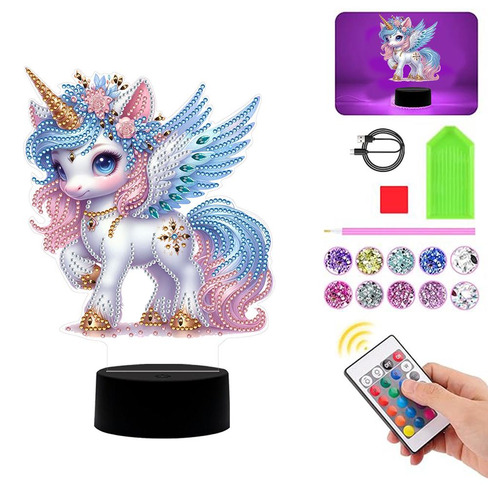 DIY Unicorn Diamond Art Painting Lamp Double Sided Diamond Painting LED Lamp Arts Crafts Home Decoration for Bedroom Decor Gifts