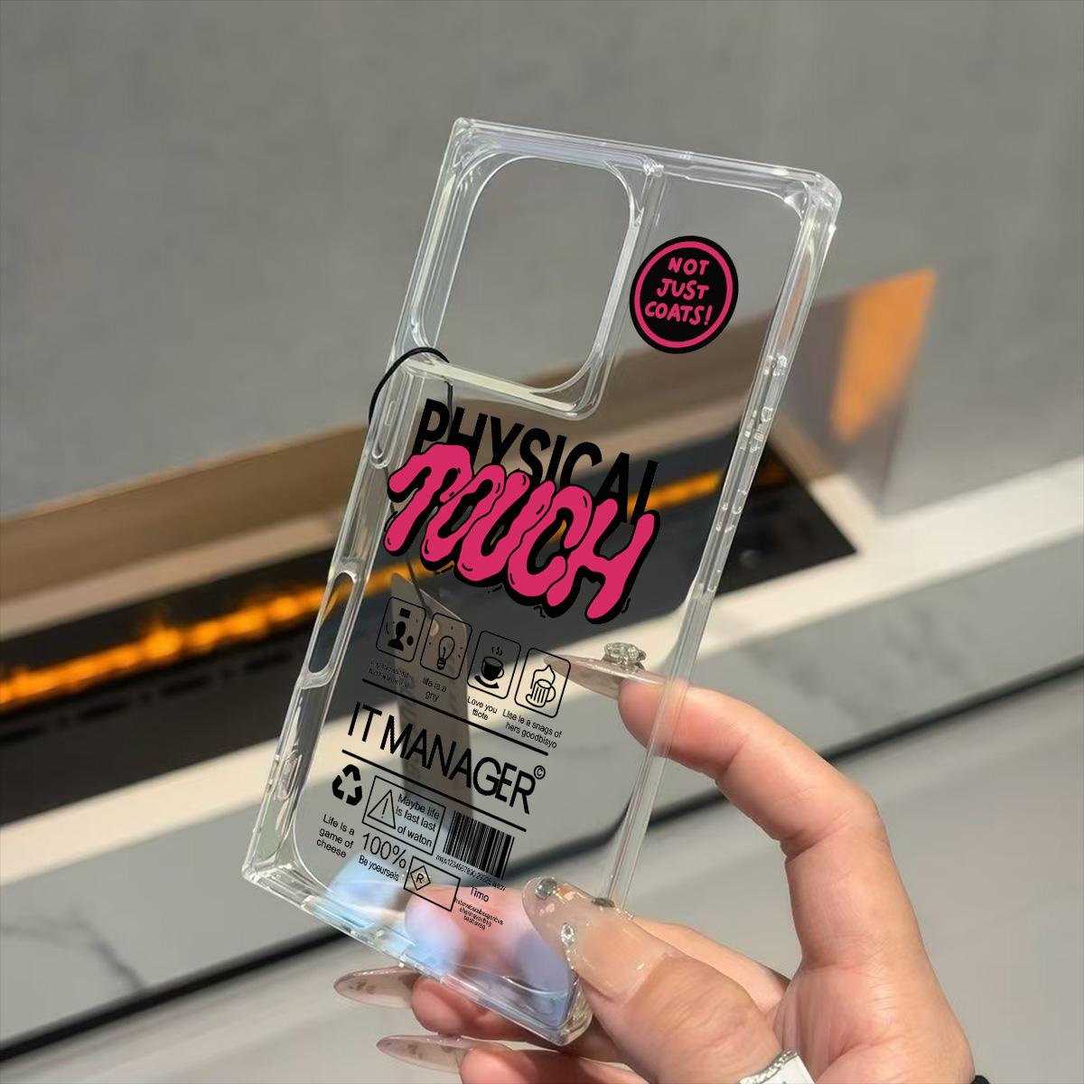 

Transparent Square Back Tube Case Casing Protection For iPhone 15 Plus 13 11 14 Pro Max 16 ProMax 12 Anti-Oxygen,TOUCH Pattern iphone 11 ProMax