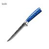 Kitchen Knife Set Chef's Knife Santoku Knife Cutting Butcher Knife Damascus Pattern Blue Resin Handle Utility Knife Paring Knives