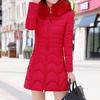 Women Hooded Outwear Warm Coat Long Thick Furry Collar Cotton Slim Jacket