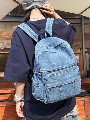 Versatile Trendy Denim Backpack - Large Capacity for Students & Travel (2025 Edition)