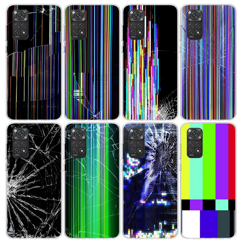 Broken Phone Screen Phone Case For Xiaomi Redmi Note 10 11 12 13 14 15 Pro Plus 11S 12S 14S 11T 11E 10S Soft TPU Back Cover Redm