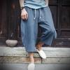 Pantaloncini Harem Estivi alla Moda da Uomo in Cotone e Lino - Larghi, Gamba Larga, Taglia Grande
