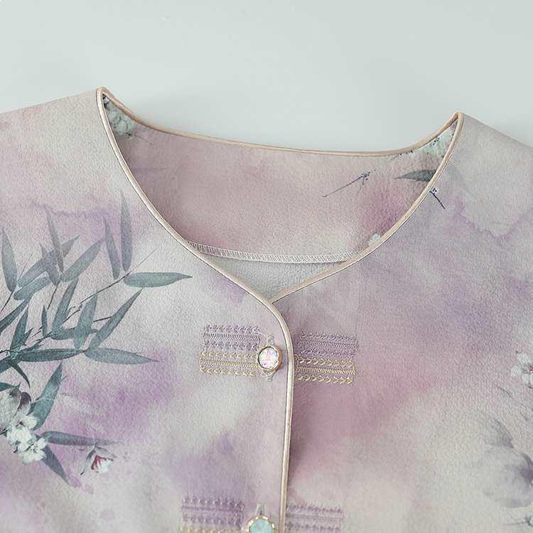 Summer Suit Set for Women: Short-Sleeved Ice Silk Shirt for Middle-Aged & Elderly Ladies